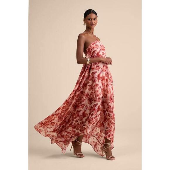 Lulus Dresses & Skirts - Lulus Dezzi Blush Multi Floral Halter Shift Maxi Dress Pink - Size S